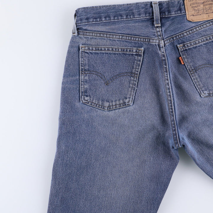 ~90'S Levi's 615-0215 Euro Model Orange Tab Tapered Denim Pants Made in England Men's W32 Vintage cotton blue type Vintage Second Hand