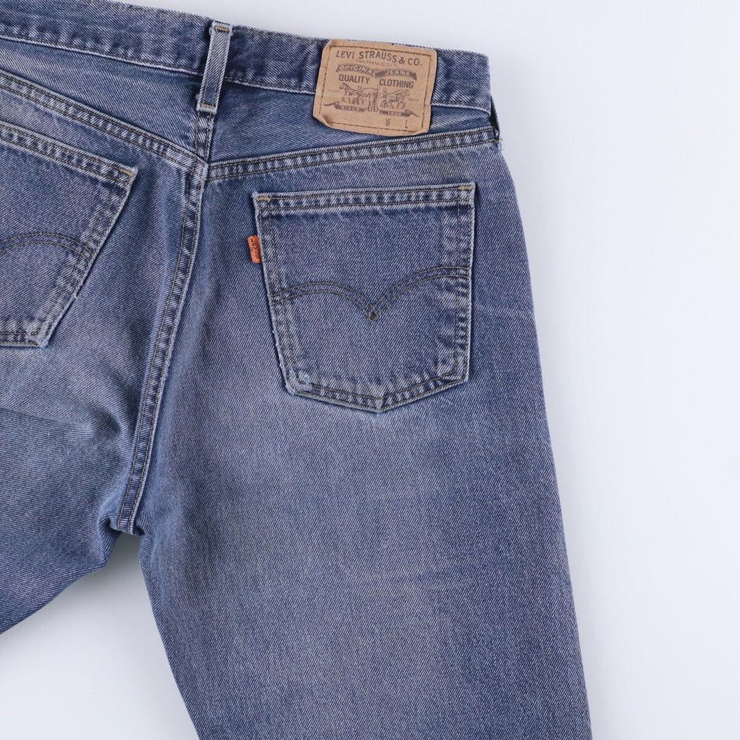 ~90'S Levi's 615-0215 Euro Model Orange Tab Tapered Denim Pants Made in England Men's W32 Vintage cotton blue type Vintage Second Hand