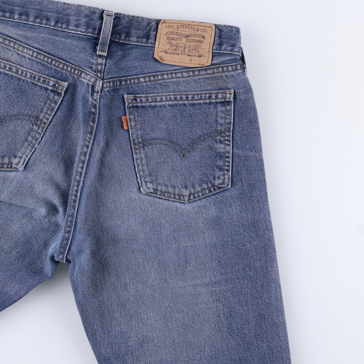 ~90'S Levi's 615-0215 Euro Model Orange Tab Tapered Denim Pants Made in England Men's W32 Vintage cotton blue type Vintage Second Hand