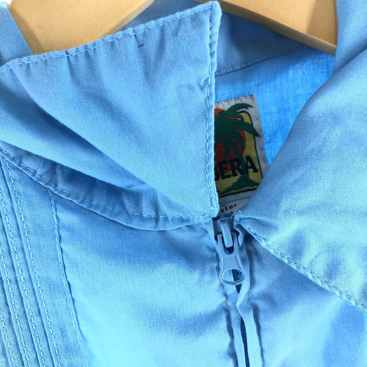 GUAYABERA Full Zip Short Sleeve Cuban Shirt Box Shirt Men's S Size polyester Blue type light blue Vintage Second Hand
