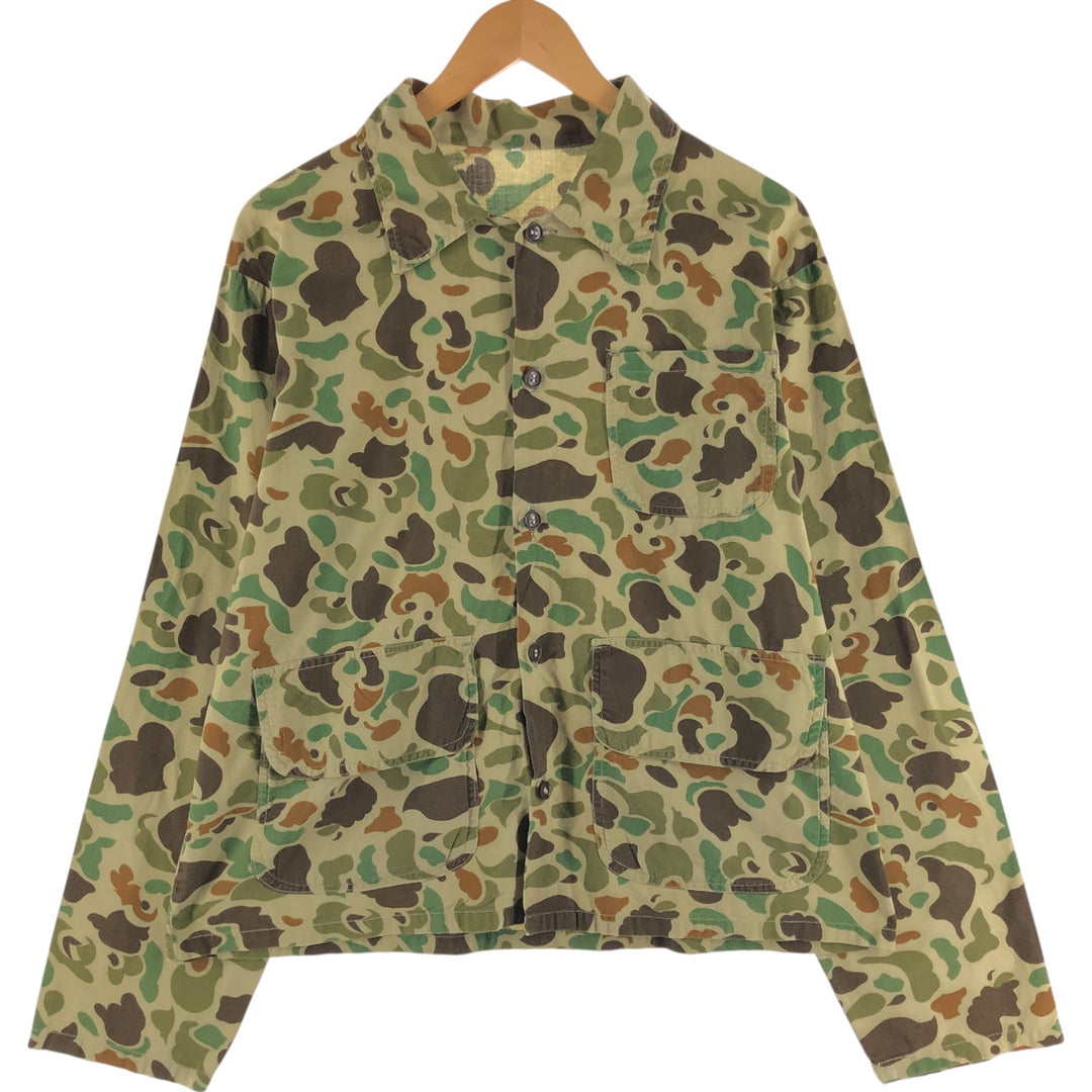 Camouflage Duck Hunter Camo Hunting Jacket Men's Size L cotton Khaki type Vintage Second Hand