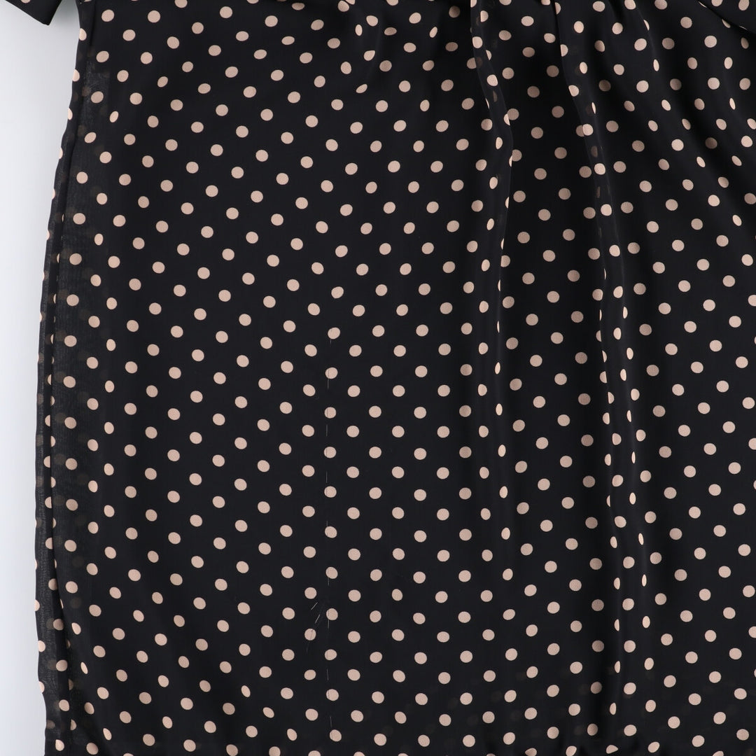 Jessica Howard Dot Pattern Half-length Ruffled Short-sleeve Dress Women's M size polyester black type Vintage Second Hand