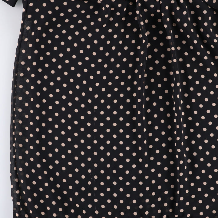 Jessica Howard Dot Pattern Half-length Ruffled Short-sleeve Dress Women's M size polyester black type Vintage Second Hand