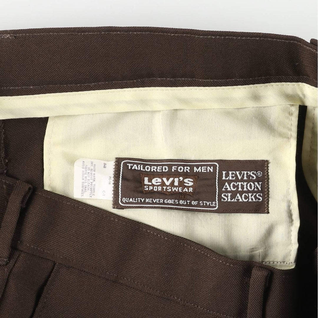Vintage 1980'S Levi's Action Slacks, Men's Size 35 unclear brown type Vintage Second Hand