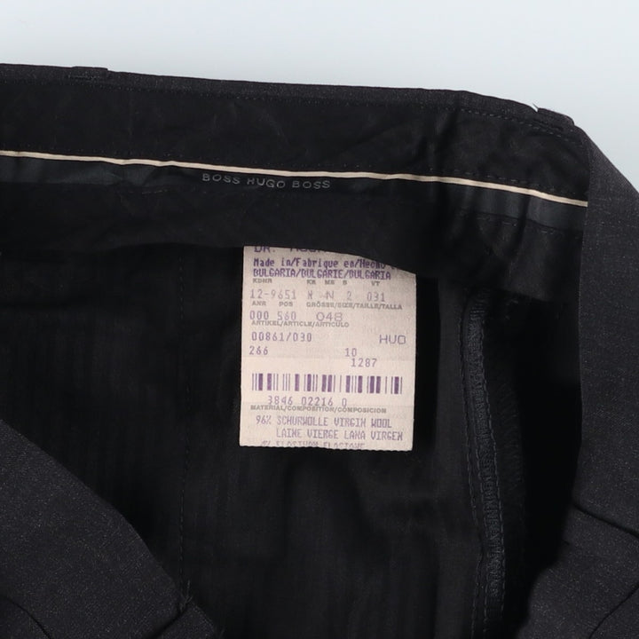 Hugo Boss men's one-pleat wool trousers/slacks, size W32 (approx.) wool black type Vintage Second Hand