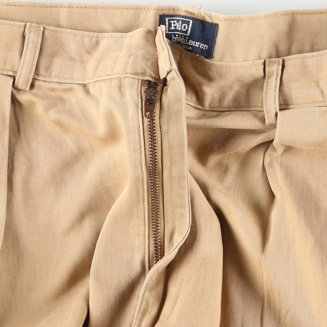 Ralph Lauren POLO by Ralph Lauren Two-pleat Chino Pants, Made in USA, Men's, Size W34 unclear Beige type Vintage Second Hand