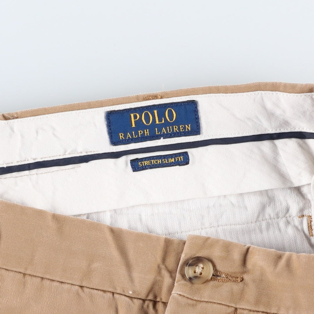 Big Size Ralph Lauren POLO RALPH LAUREN Stretch Slim Fit Chino Pants, Men's W36 (approx.) unclear beige type brown Vintage Second Hand