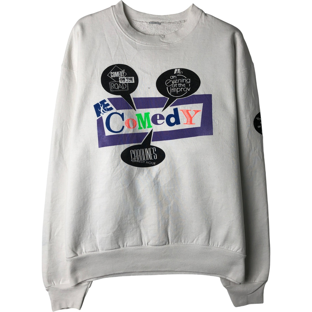 Message Print Sweatshirt, Men's XL unclear white type Vintage Second Hand
