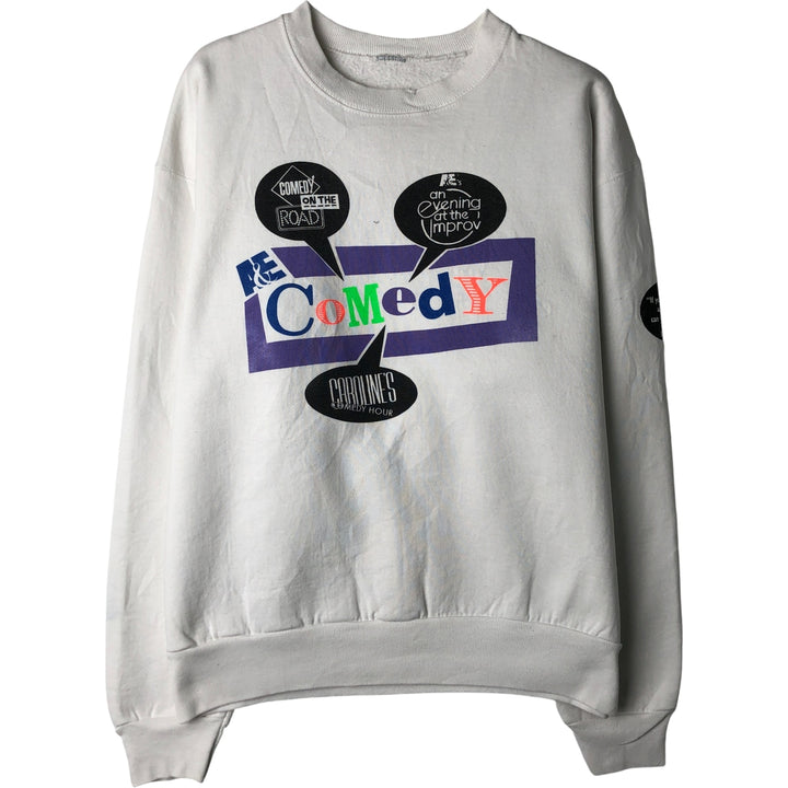 Message Print Sweatshirt, Men's XL unclear white type Vintage Second Hand