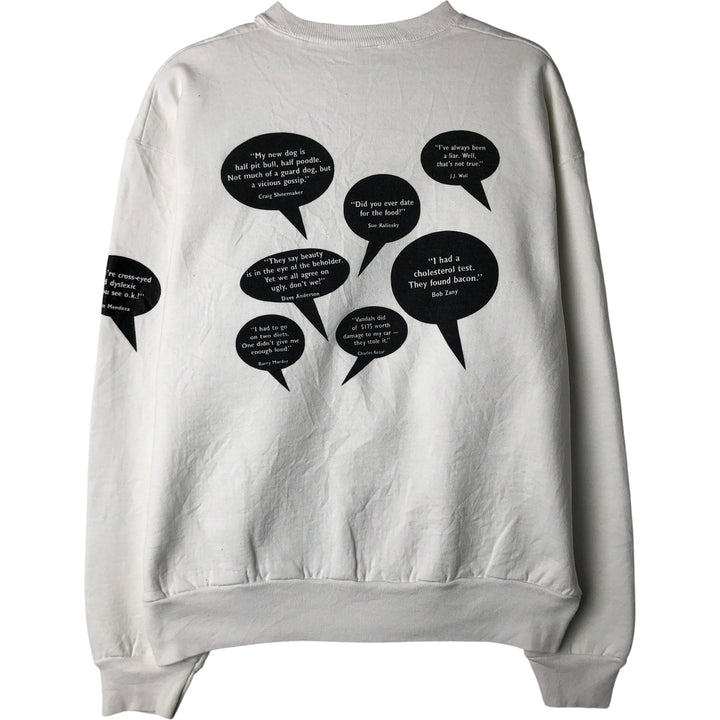 Message Print Sweatshirt, Men's XL unclear white type Vintage Second Hand