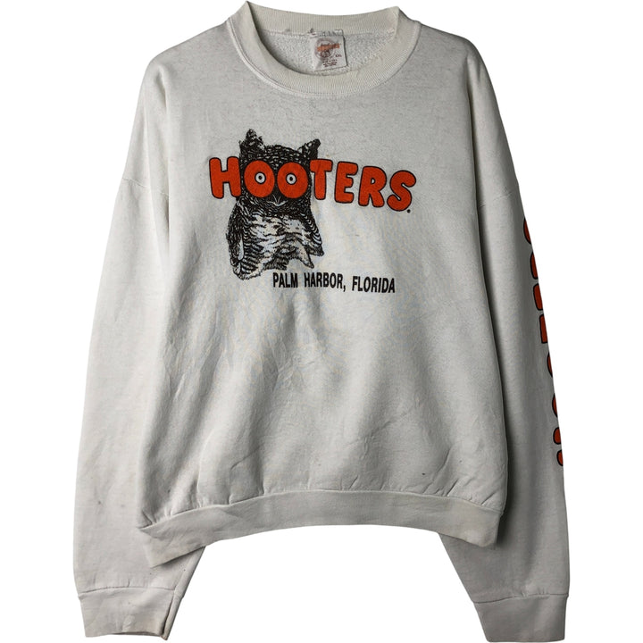 Vintage 90'S HOOTERS Advertising Sweatshirt, Made in USA, Men's XXL polyester white type Vintage Second Hand