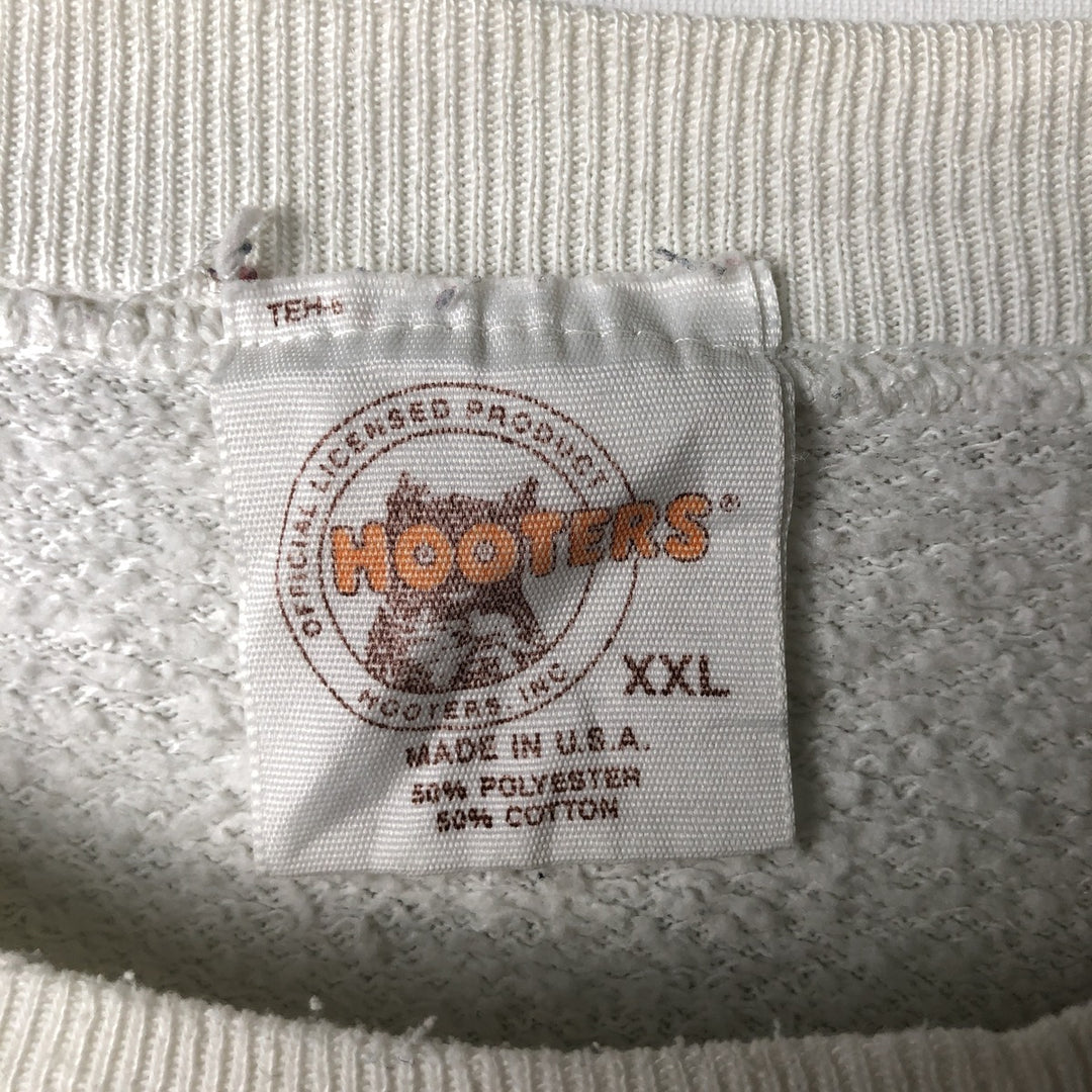 Vintage 90'S HOOTERS Advertising Sweatshirt, Made in USA, Men's XXL polyester white type Vintage Second Hand