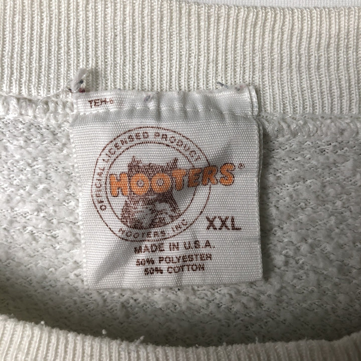 Vintage 90'S HOOTERS Advertising Sweatshirt, Made in USA, Men's XXL polyester white type Vintage Second Hand