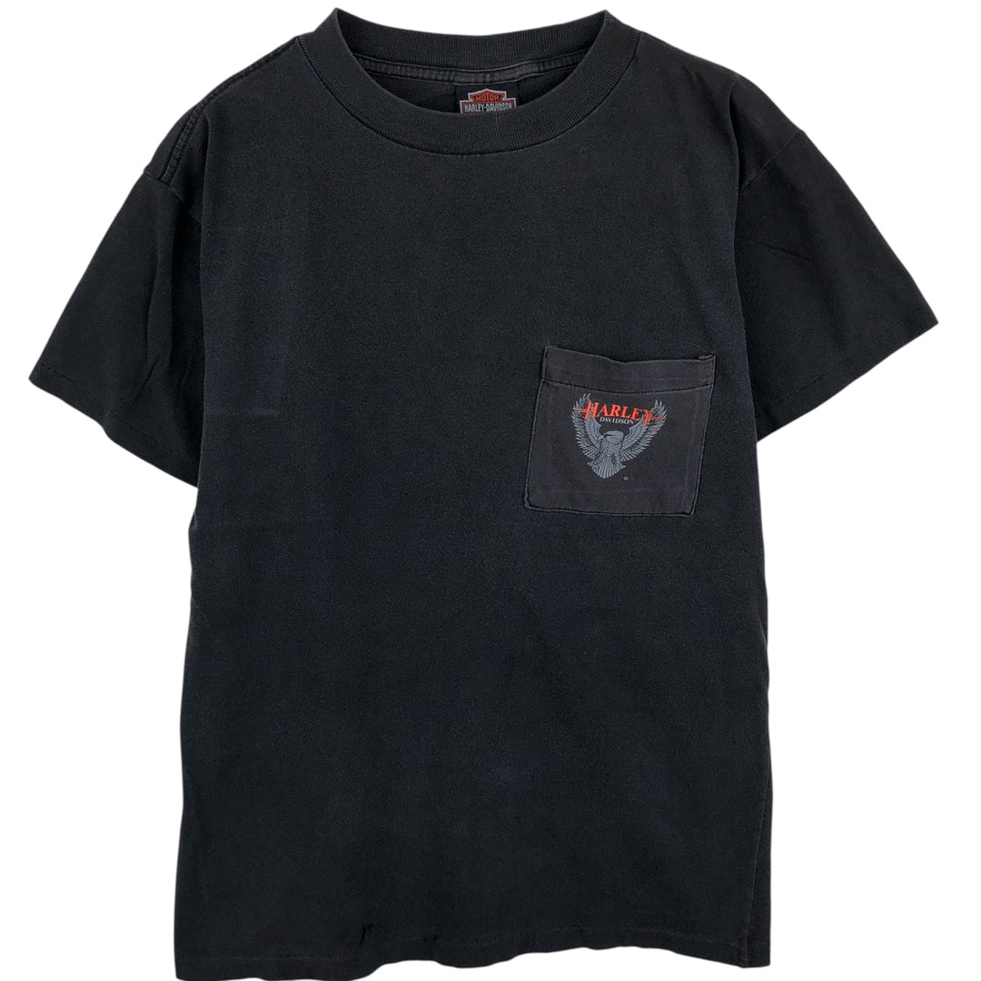 Vintage Harley-Davidson Eagle Pattern Motorcycle T-Shirt, Made in USA, Men's Size Medium cotton black type Vintage Second Hand