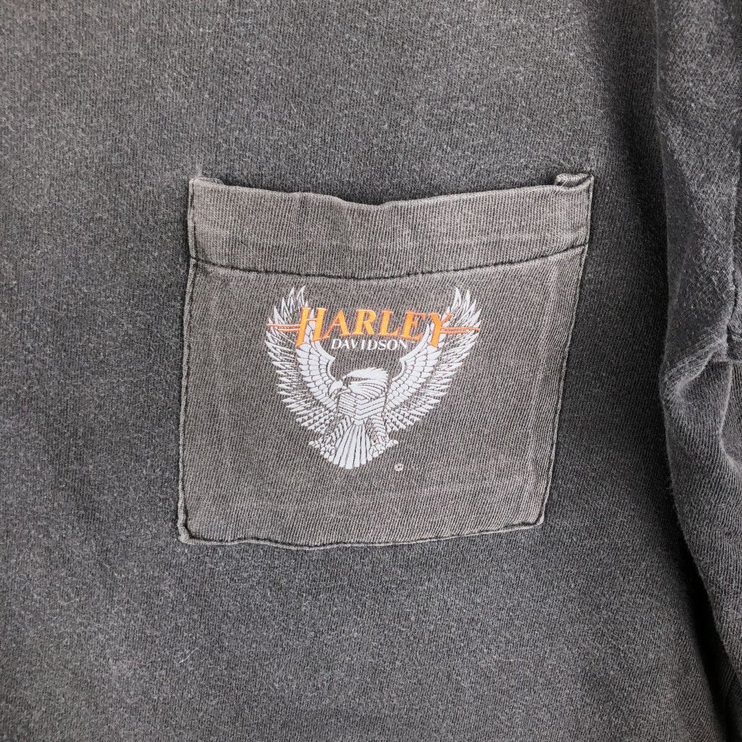 Vintage Harley-Davidson Eagle Pattern Motorcycle T-Shirt, Made in USA, Men's Size Medium cotton black type Vintage Second Hand