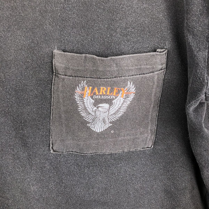 Vintage Harley-Davidson Eagle Pattern Motorcycle T-Shirt, Made in USA, Men's Size Medium cotton black type Vintage Second Hand
