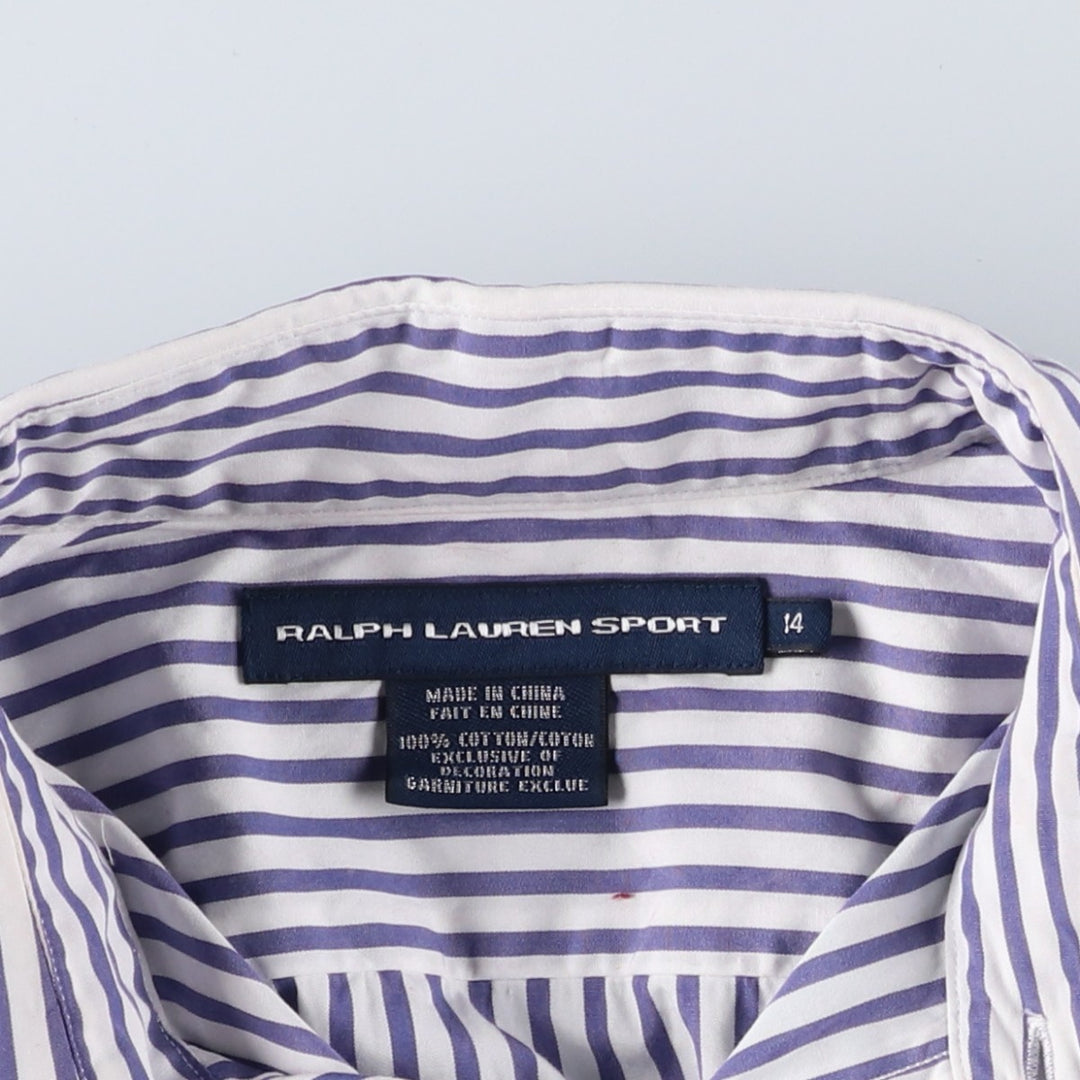 Ralph Lauren RALPH LAUREN SPORT long-sleeved cotton striped shirt, women's size M cotton white type Vintage Second Hand