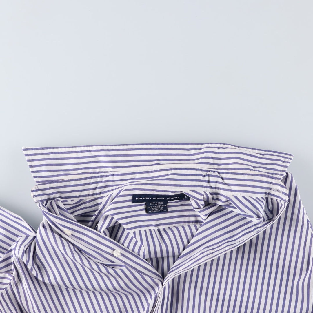 Ralph Lauren RALPH LAUREN SPORT long-sleeved cotton striped shirt, women's size M cotton white type Vintage Second Hand