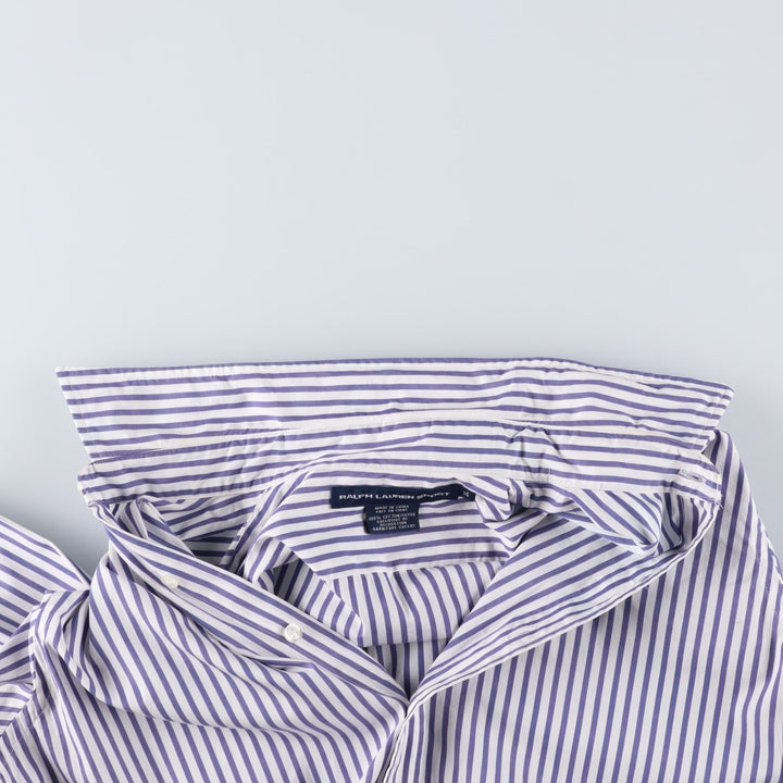 Ralph Lauren RALPH LAUREN SPORT long-sleeved cotton striped shirt, women's size M cotton white type Vintage Second Hand