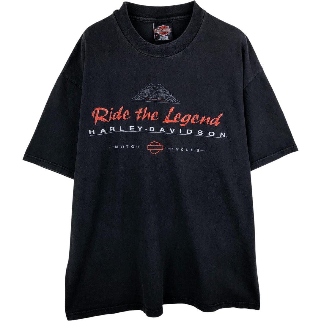 Vintage Harley-Davidson Eagle Pattern Motorcycle T-Shirt, Made in USA, Men's XL cotton black type Vintage Second Hand