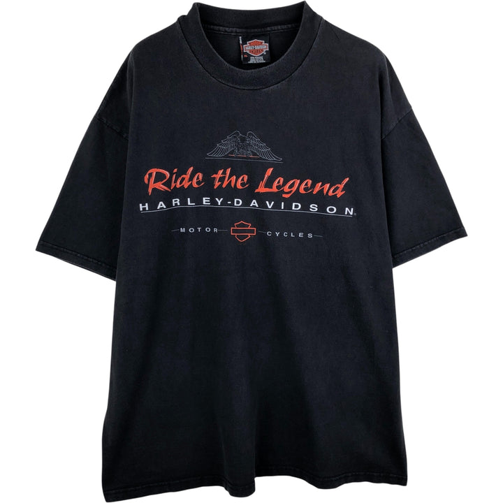 Vintage Harley-Davidson Eagle Pattern Motorcycle T-Shirt, Made in USA, Men's XL cotton black type Vintage Second Hand