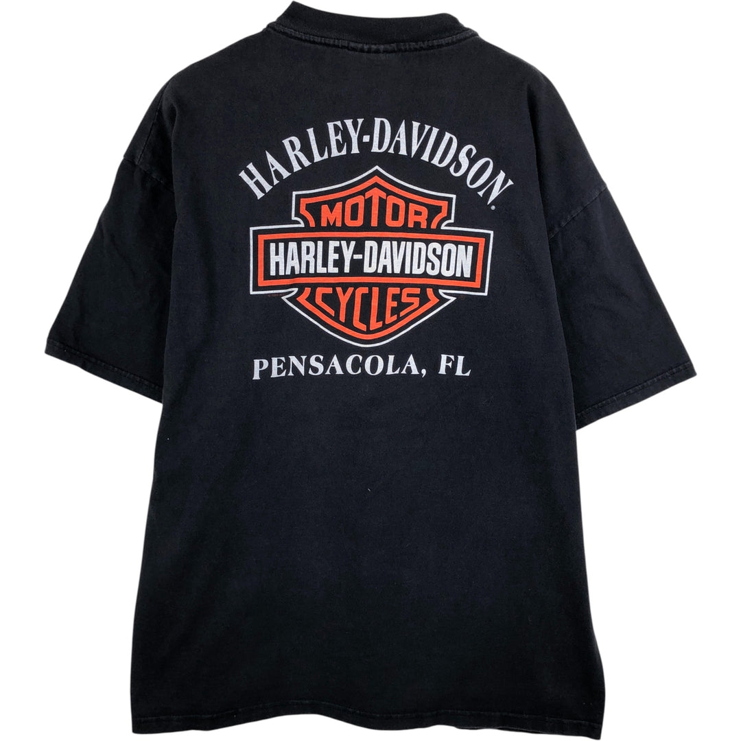 Vintage Harley-Davidson Eagle Pattern Motorcycle T-Shirt, Made in USA, Men's XL cotton black type Vintage Second Hand