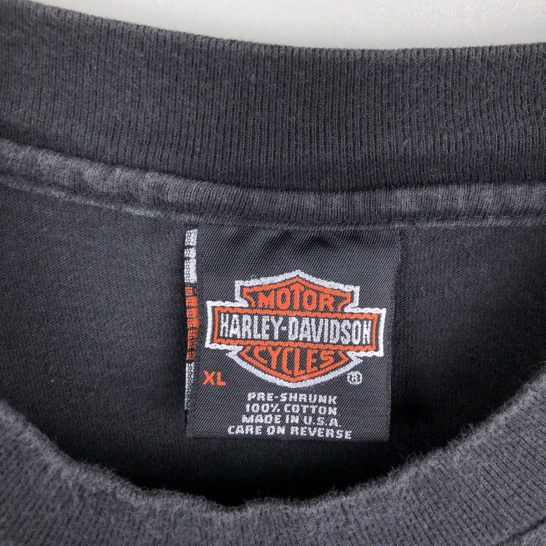 Vintage Harley-Davidson Eagle Pattern Motorcycle T-Shirt, Made in USA, Men's XL cotton black type Vintage Second Hand