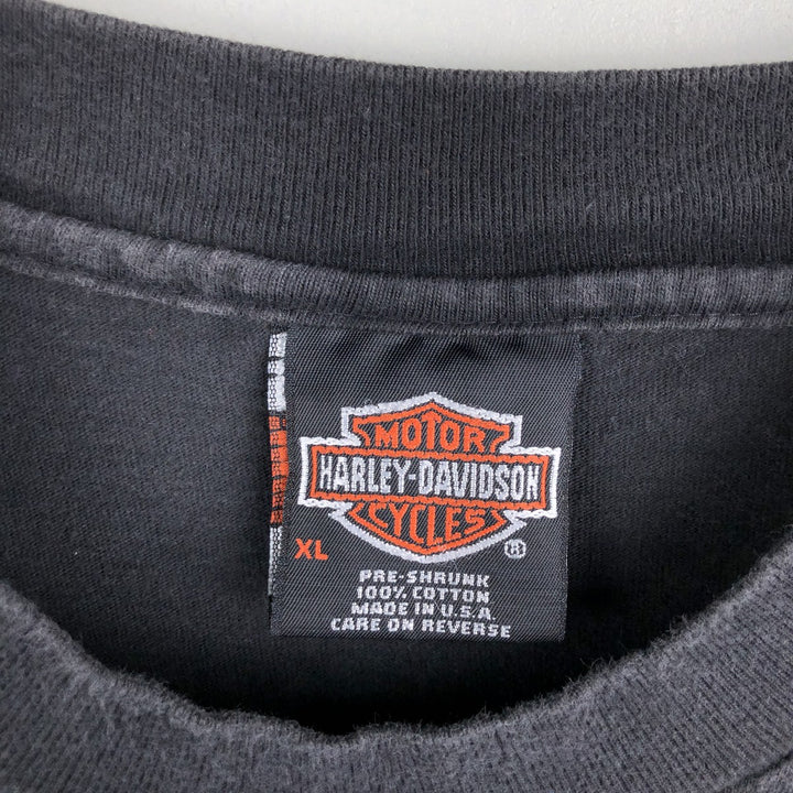 Vintage Harley-Davidson Eagle Pattern Motorcycle T-Shirt, Made in USA, Men's XL cotton black type Vintage Second Hand