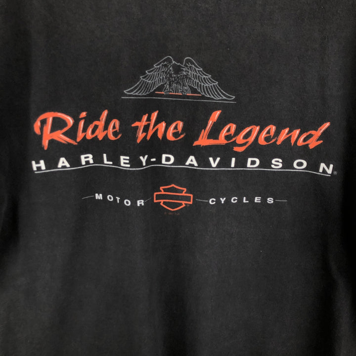 Vintage Harley-Davidson Eagle Pattern Motorcycle T-Shirt, Made in USA, Men's XL cotton black type Vintage Second Hand