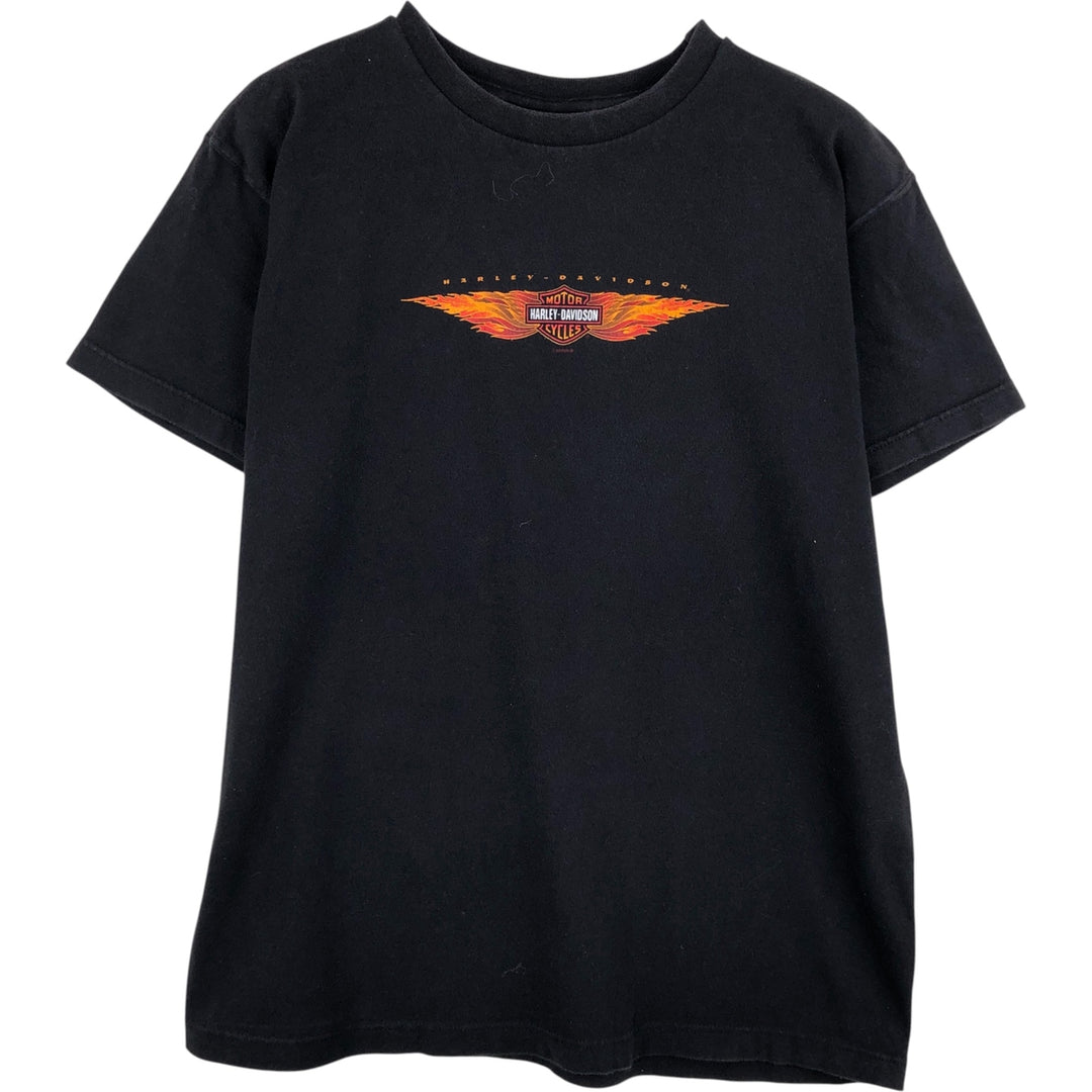 00'S Harley-Davidson Motorcycle Bike T-shirt Men's M size unclear black type Vintage Second Hand