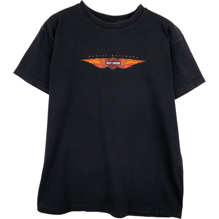 00'S Harley-Davidson Motorcycle Bike T-shirt Men's M size unclear black type Vintage Second Hand