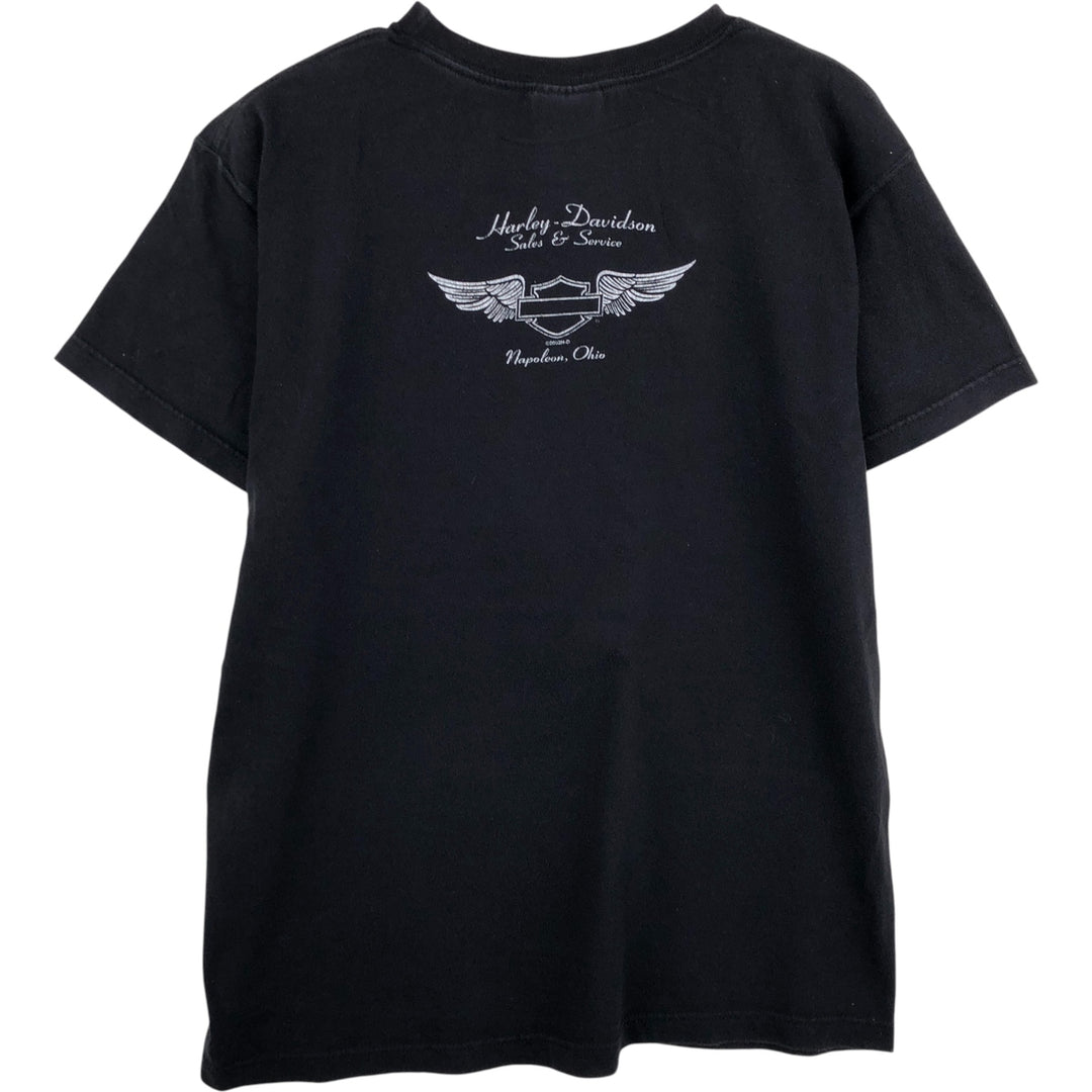 00'S Harley-Davidson Motorcycle Bike T-shirt Men's M size unclear black type Vintage Second Hand