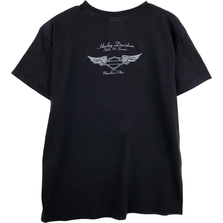 00'S Harley-Davidson Motorcycle Bike T-shirt Men's M size unclear black type Vintage Second Hand