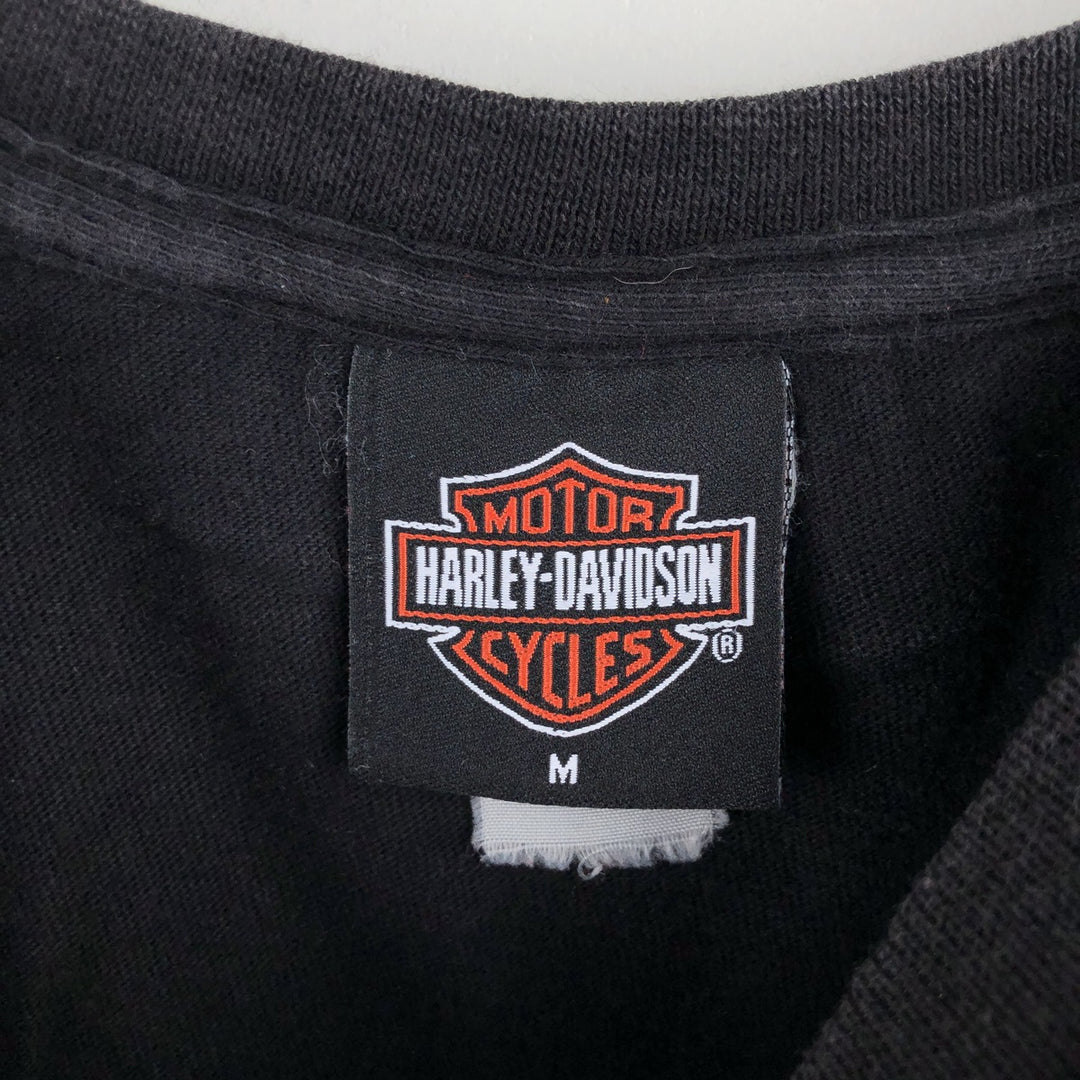 00'S Harley-Davidson Motorcycle Bike T-shirt Men's M size unclear black type Vintage Second Hand