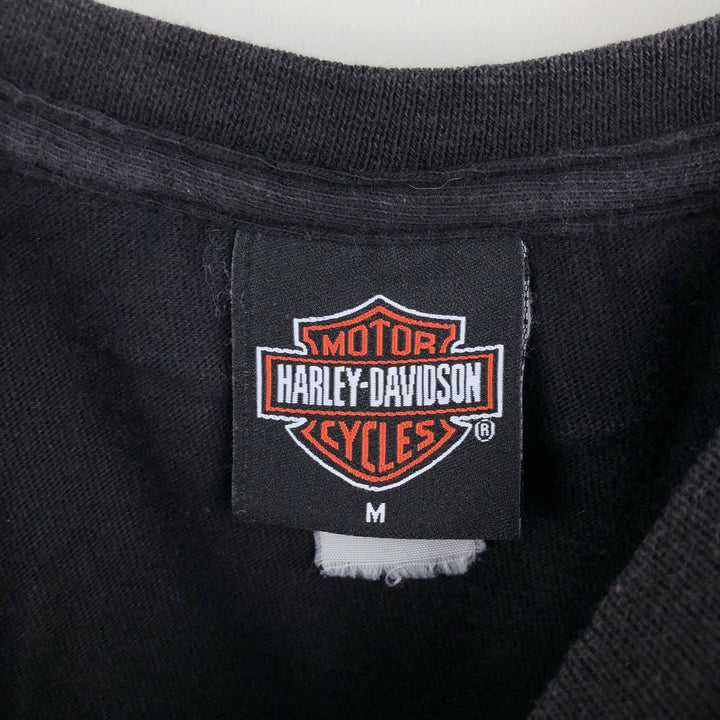 00'S Harley-Davidson Motorcycle Bike T-shirt Men's M size unclear black type Vintage Second Hand