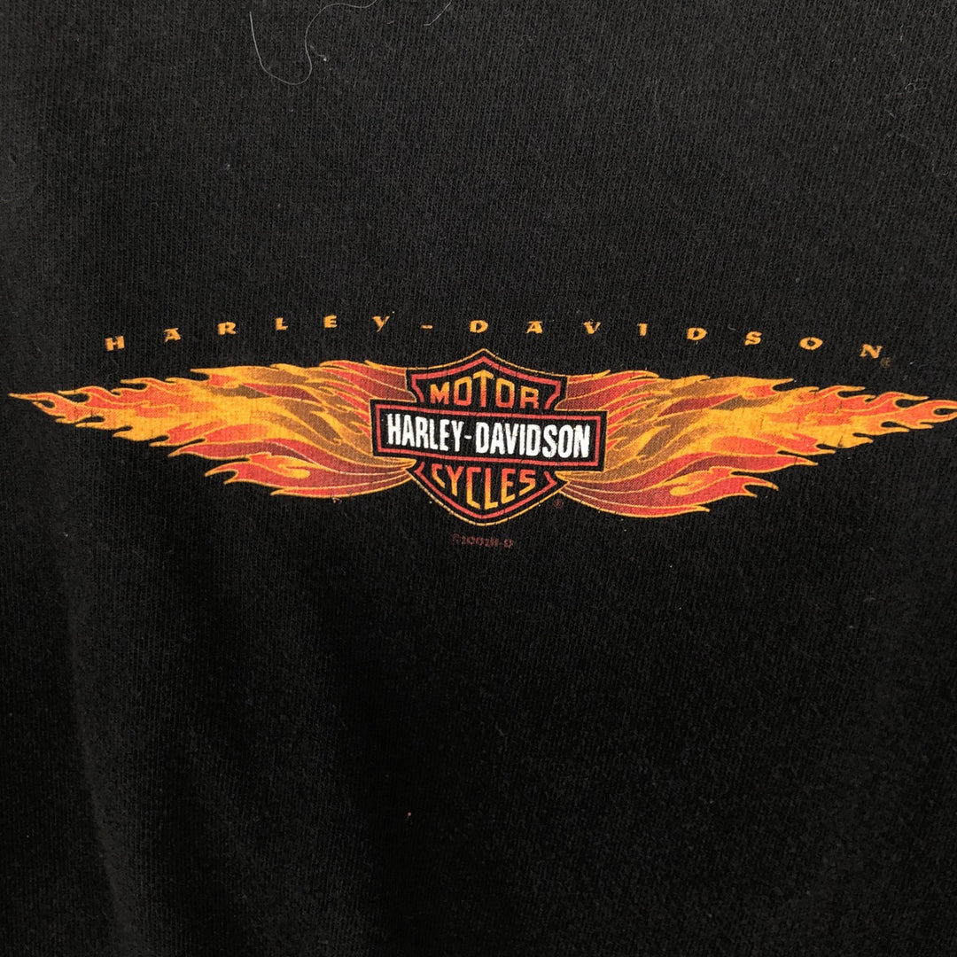 00'S Harley-Davidson Motorcycle Bike T-shirt Men's M size unclear black type Vintage Second Hand