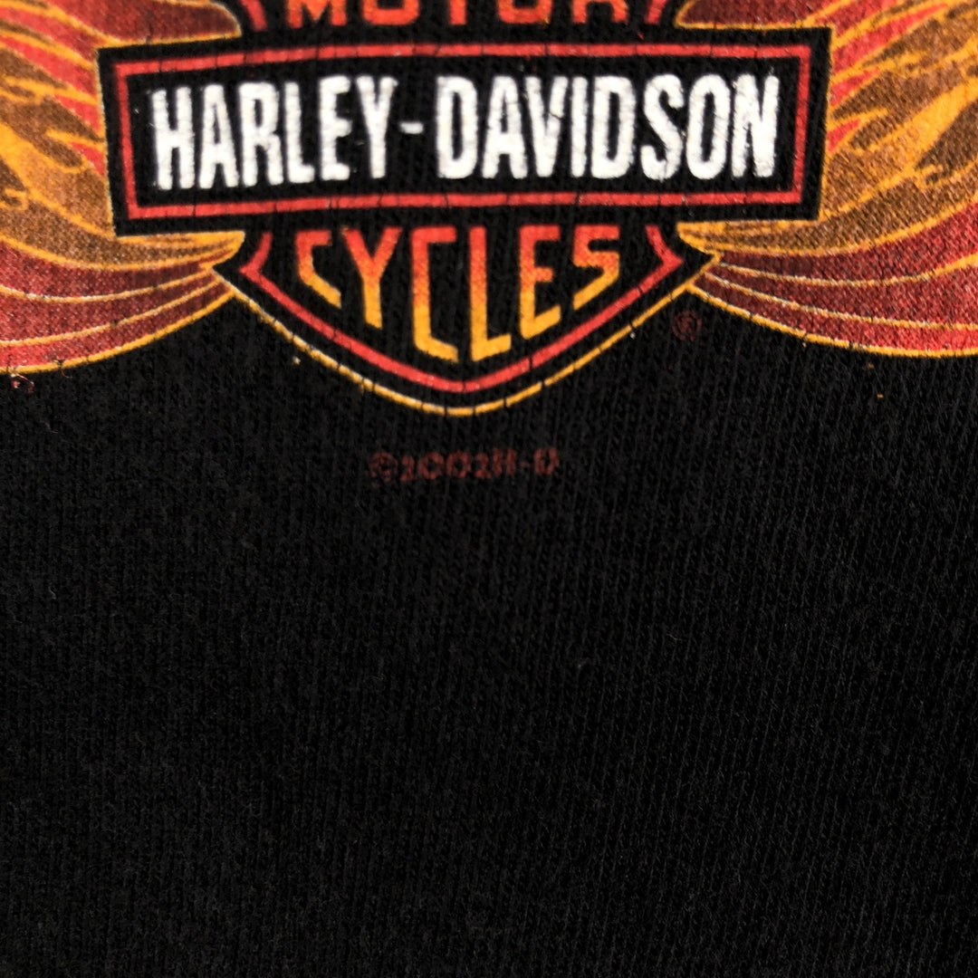 00'S Harley-Davidson Motorcycle Bike T-shirt Men's M size unclear black type Vintage Second Hand
