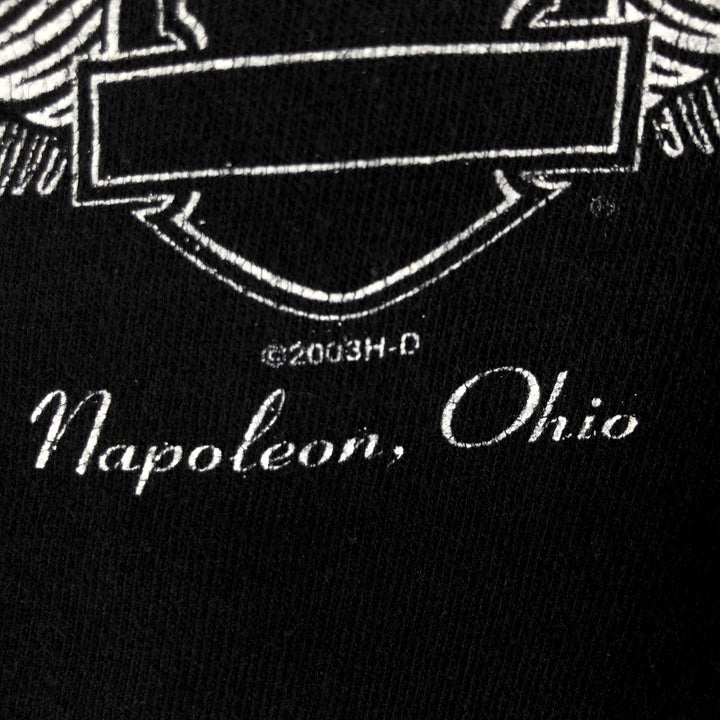 00'S Harley-Davidson Motorcycle Bike T-shirt Men's M size unclear black type Vintage Second Hand