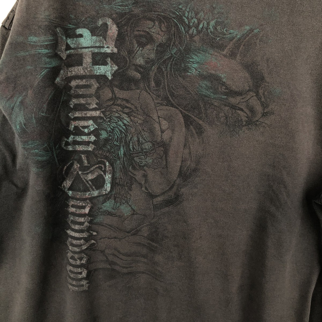 Harley-Davidson Eagle Pattern Motorcycle Bike T-shirt Men's XL cotton Charcoal Vintage Second Hand