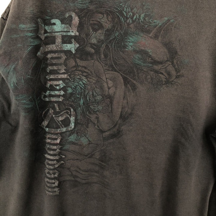 Harley-Davidson Eagle Pattern Motorcycle Bike T-shirt Men's XL cotton Charcoal Vintage Second Hand