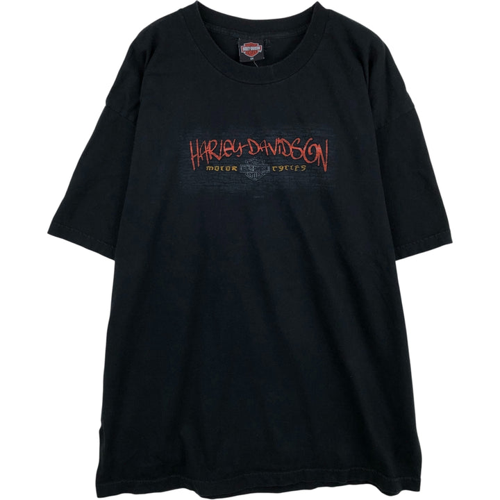 00'S Harley-Davidson Eagle Pattern Motorcycle Bike T-shirt Made in USA Men's XXL cotton black type Vintage Second Hand