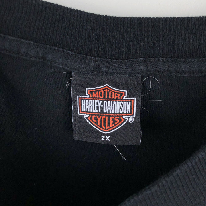 00'S Harley-Davidson Eagle Pattern Motorcycle Bike T-shirt Made in USA Men's XXL cotton black type Vintage Second Hand
