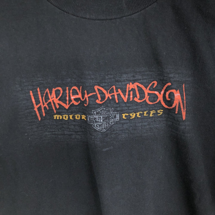 00'S Harley-Davidson Eagle Pattern Motorcycle Bike T-shirt Made in USA Men's XXL cotton black type Vintage Second Hand