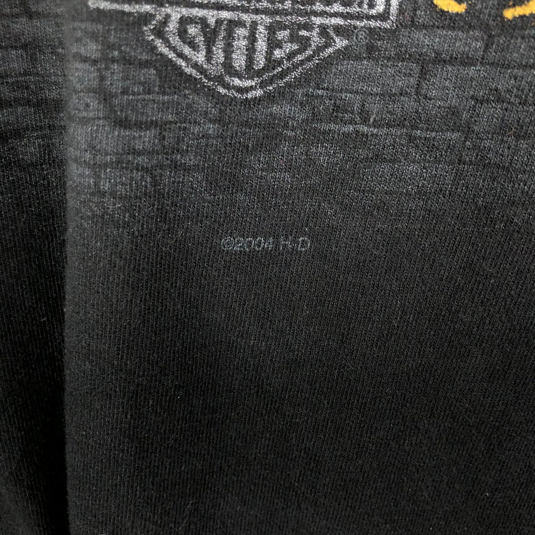 00'S Harley-Davidson Eagle Pattern Motorcycle Bike T-shirt Made in USA Men's XXL cotton black type Vintage Second Hand