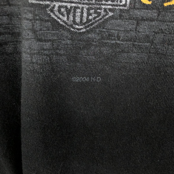 00'S Harley-Davidson Eagle Pattern Motorcycle Bike T-shirt Made in USA Men's XXL cotton black type Vintage Second Hand