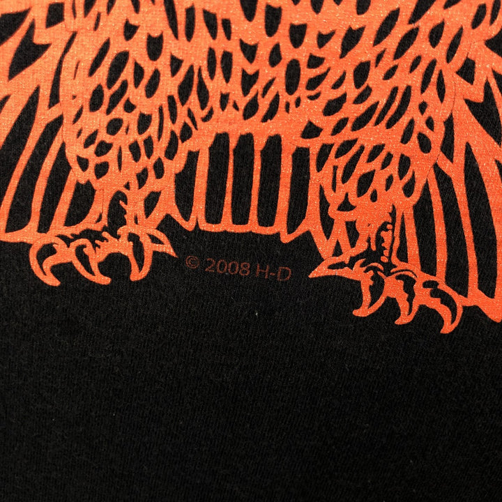 Harley-Davidson Eagle Pattern Motorcycle Bike T-shirt Made in USA Men's L size cotton black type Vintage Second Hand
