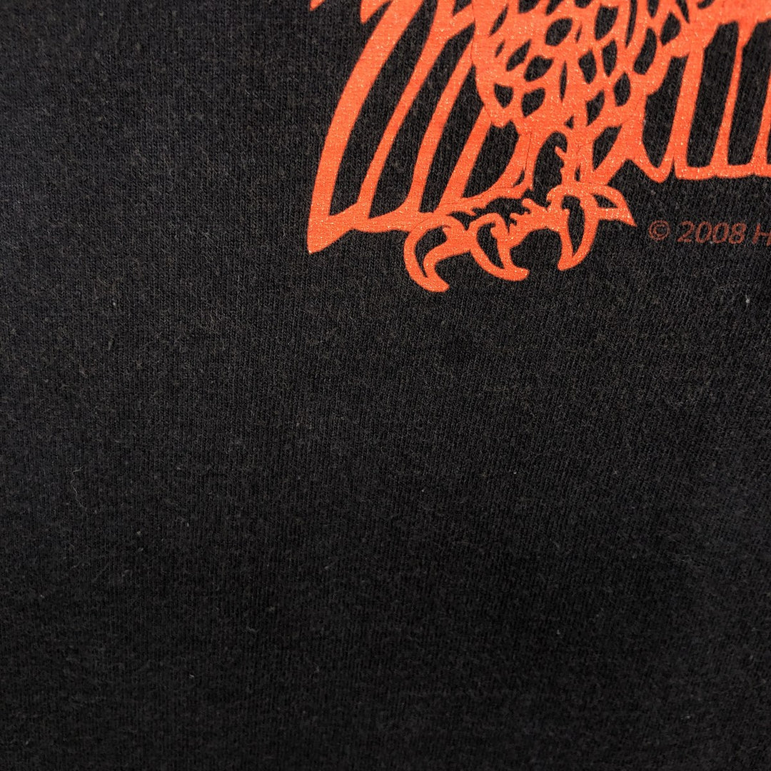 Harley-Davidson Eagle Pattern Motorcycle Bike T-shirt Made in USA Men's L size cotton black type Vintage Second Hand