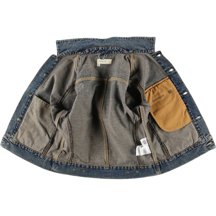 CATERPILLAR denim jacket, denim jacket, women's size M cotton blue type Vintage Second Hand