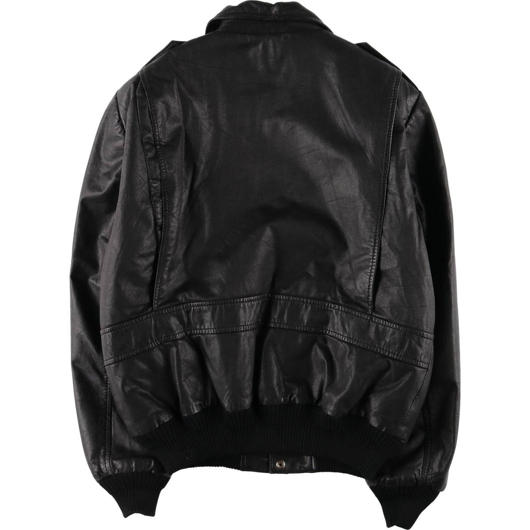 Vintage 80'S Lee A-2 Leather Flight Jacket, Men's M Size genuine leather black type Vintage Second Hand