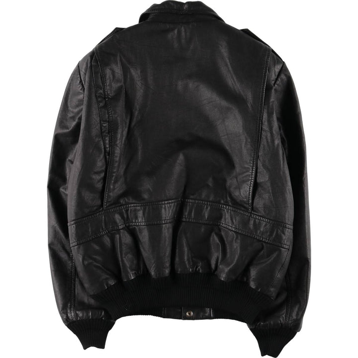 Vintage 80'S Lee A-2 Leather Flight Jacket, Men's M Size genuine leather black type Vintage Second Hand
